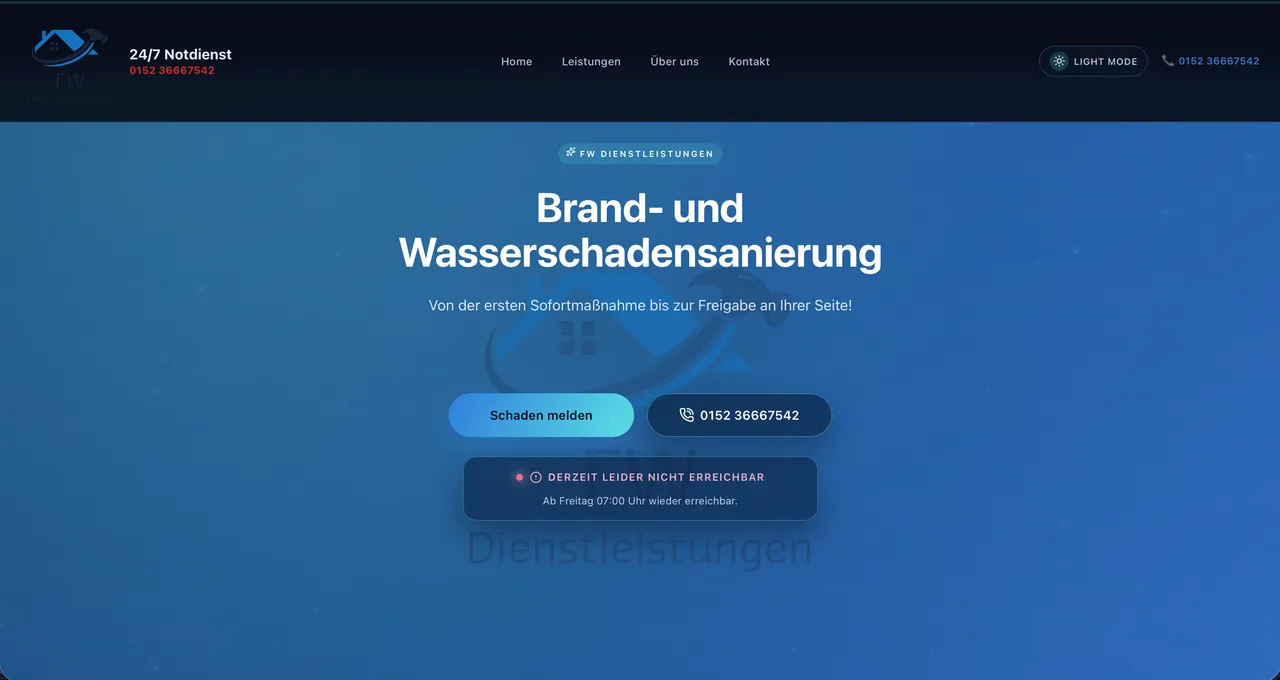 FW Dienstleistungen Webseite – Vorschau