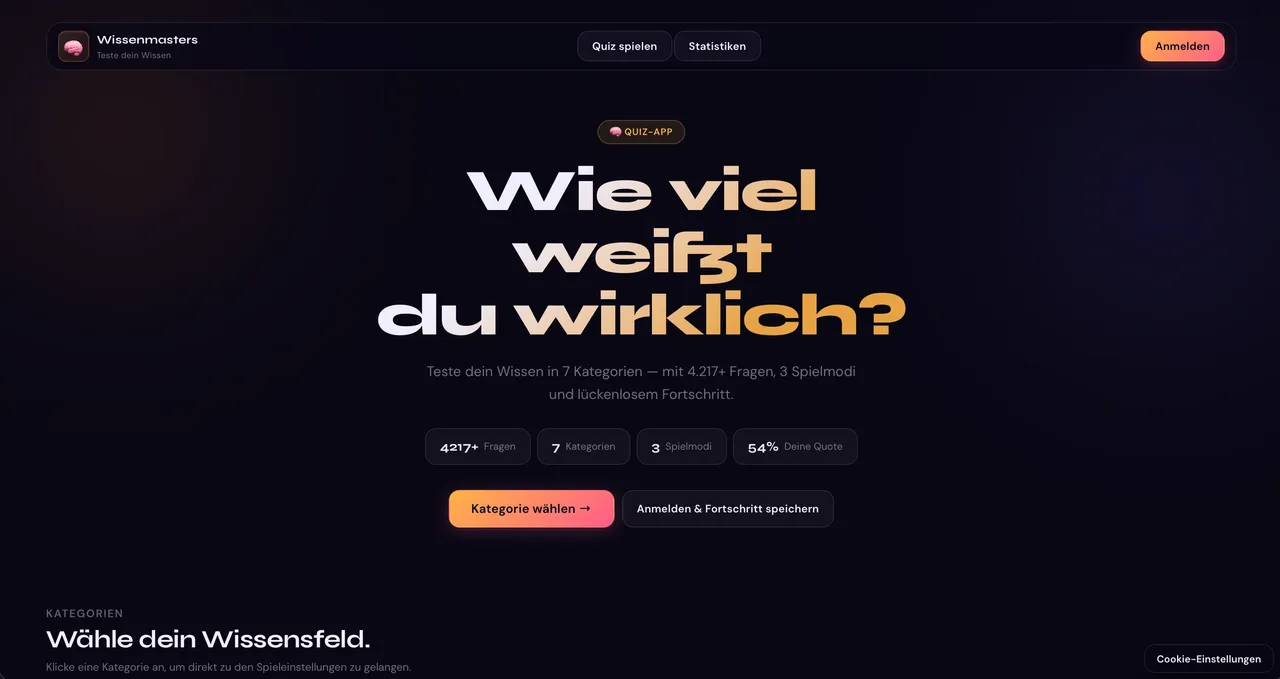 Wissenmasters – Quiz- und Wissens-Webapp